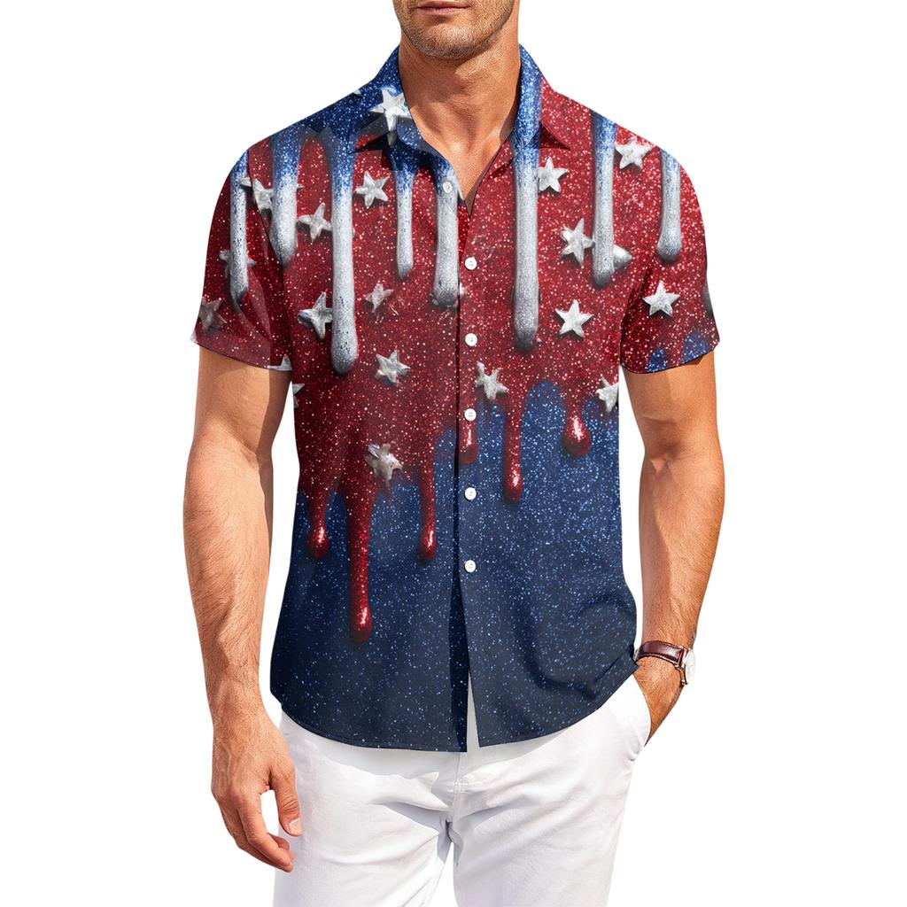 Men's Casual Short-Sleeve Collared Shirt