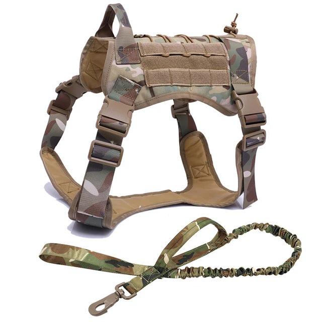 Outdoor Tactical Dog Harness with Leash, Vest & Clothing - Nylon Military Training Gear