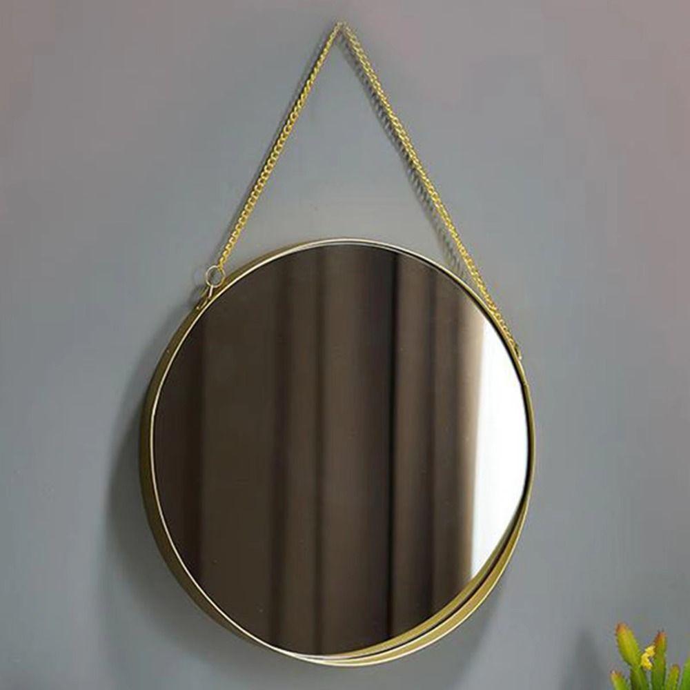 Round/Hexagonal/Rectangle Creative Makeup Mirror Metal Chain Wall Hanging Mirror Washstand