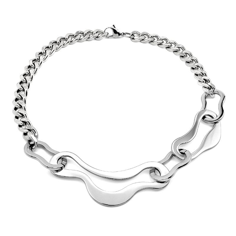 

Wide 8 Mouth Irregular Shape Pendant Necklace Stainless Steel Big Chunky Chains Punk Hip Hop Rock Thick Cuban chains