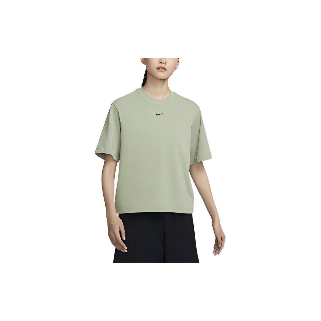 Nike Sportswear Essential Solid Logo Embroidered Round Neck Short Sleeve Drop Shoulder T-Shirt Women T-Shirt Oil-Green DD1238-387
