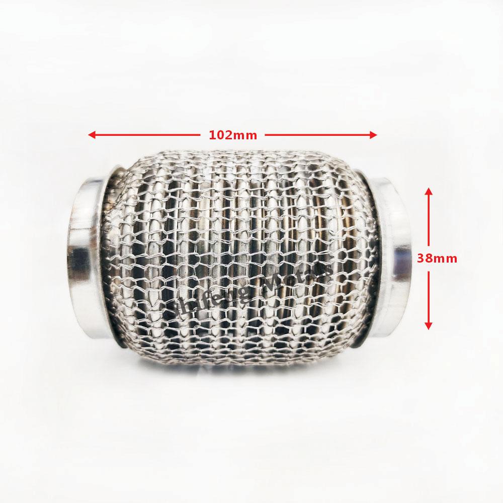 length 102mmStainless Steel 304  Flex Pipe Exhaust Bellow Tube Flex Coupler  With Mesh Interlock Super Flexible Bellows 38x102mm