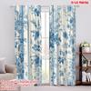 2pcs,2D Plane Printing Light Filtering Curtains Blue Floral Pattern Versatile Fabric (without Rod) Decorations Inside Use for