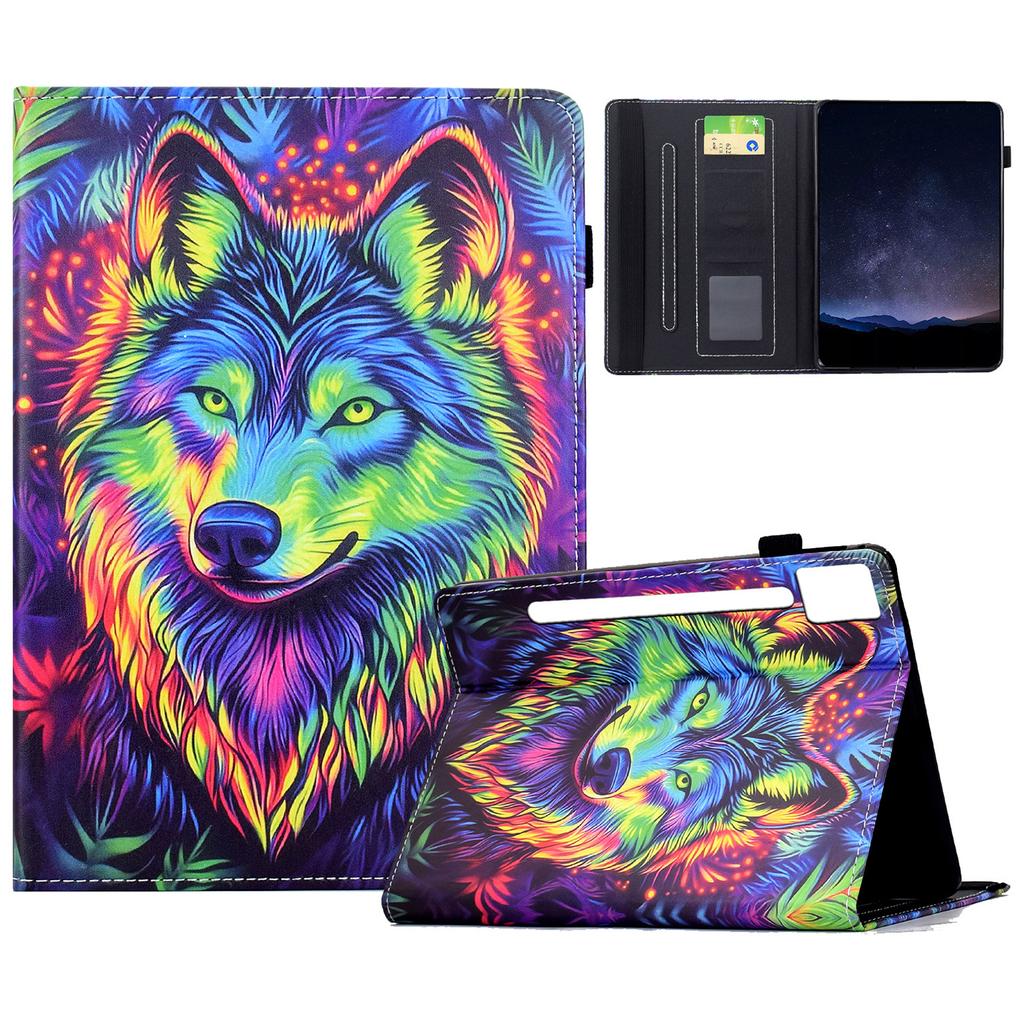 For Lenovo Idea Tab Pro/Tab P12 Pro Gen 2 Leather Case Pattern Print Card Slots Stand Auto Sleep Wake Tablet Cover