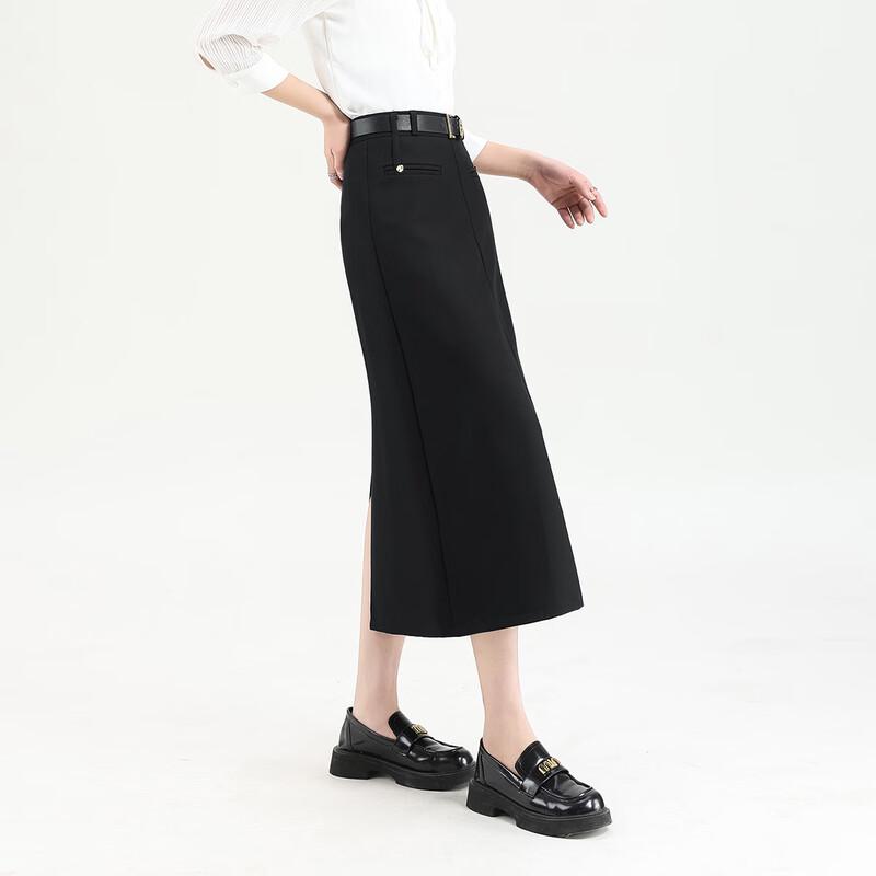 TERRE BLEUE Women s Versatile Slit Midi Skirt M