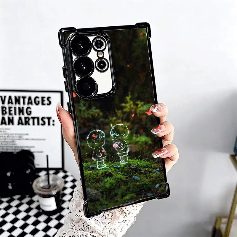Nature Cute Child Painting Style Soft Phone Case For Samsung Galaxy S26 Ultra S25 Edge S24 FE S23 Plus S22 S21 + S20 Plating Ant