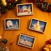 Mini Framed Christmas Pictures Wooden Xmas Scenes Decorations Miniature Framed Christmas Ornaments for Festive Decor DIY Craft