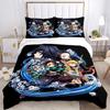 3pcs Demon Slayer Anime Printed Bedding Set, Soft and Comfortable Quilt Cover for Bedroom, Guest Room L034