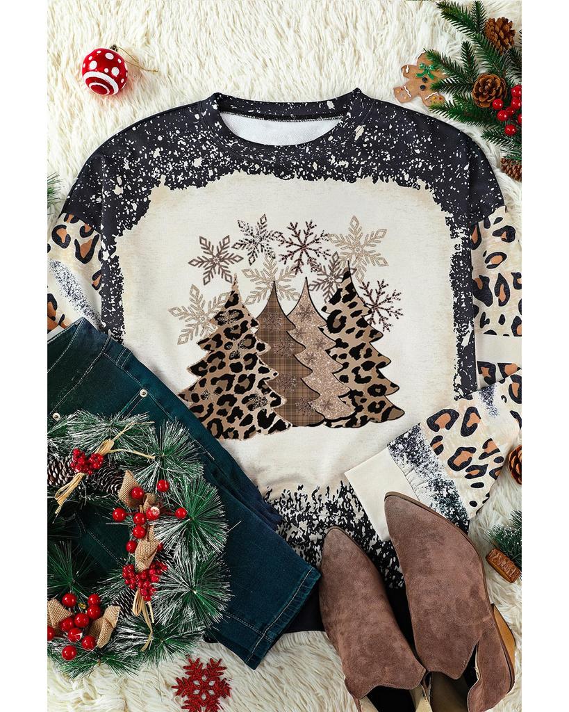 Azura Exchange Leopard Color Block Pullover Sweatshirt