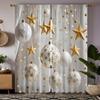 2pcs Set HD Christmas Ambiance Star Drop Ball Decorative Curtain White Tie Digital Printed Curtain Home Decoration Style Deco