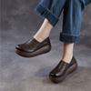 Johnature Echtes Leder Ausgeschnittene Keilsandalen mit dicker Sohle Bequeme und atmungsaktive Damen-Schlupfschuhe
