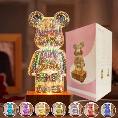 LED 3D ours feu d'artifice veilleuse USB projecteur lampe couleur variable lampe d'ambiance adaptée à la décoration de la chambre des enfants