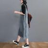 Abito estivo da donna, abito senza maniche, elegante, lungo, ampio, in denim blu, abiti basici