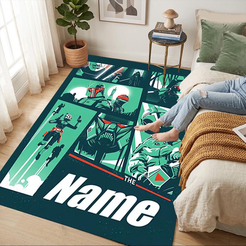 Personalized Name Darth Vader Lightsaber Living Room Non-Slip Area Rug Soft Carpet for Bedroom Kids Playroom Sofa Office Home Decor Doormat