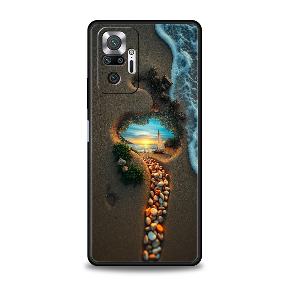 Ocean Coastal Seashell Seaweed Pattern Phone Case Cover for Redmi 14C 13C 12 10C Note 14 13 12 10 11 Pro Plus K40 Pro Soft TPU