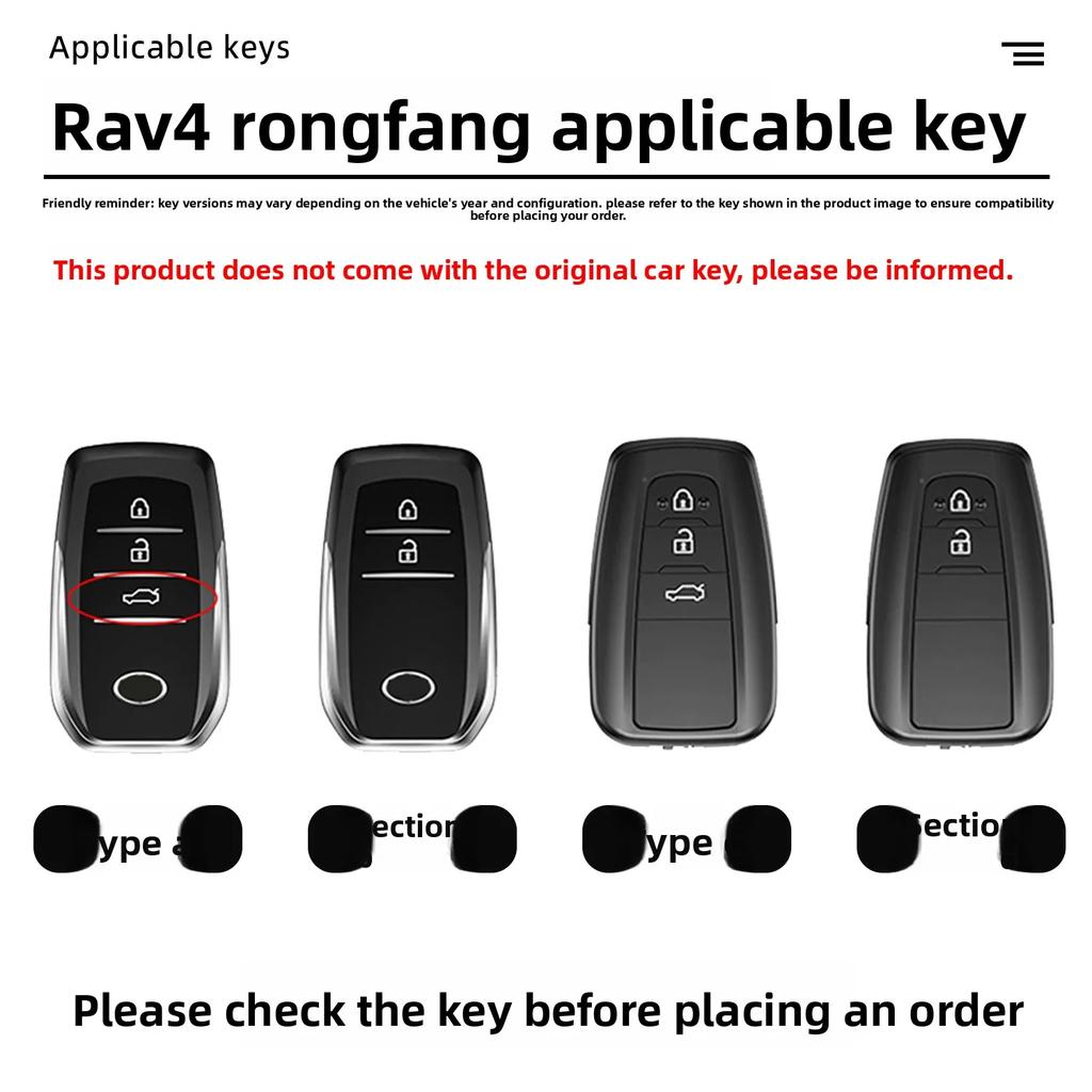 Leather Zinc Alloy Car Key Case for Toyota Corolla Hybrid 2021 Rav4 Land Cruiser Prado Camry Highlander Prius C-HR 2018+