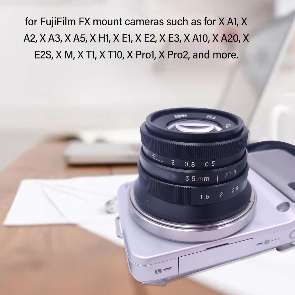 35mm F1.6 Große Blende Porträtobjektiv Manuelles Fokussieren Festes Optisches Glas FX-Bajonett Kameraobjektiv für FujiFilm XH1 XA5 XT10