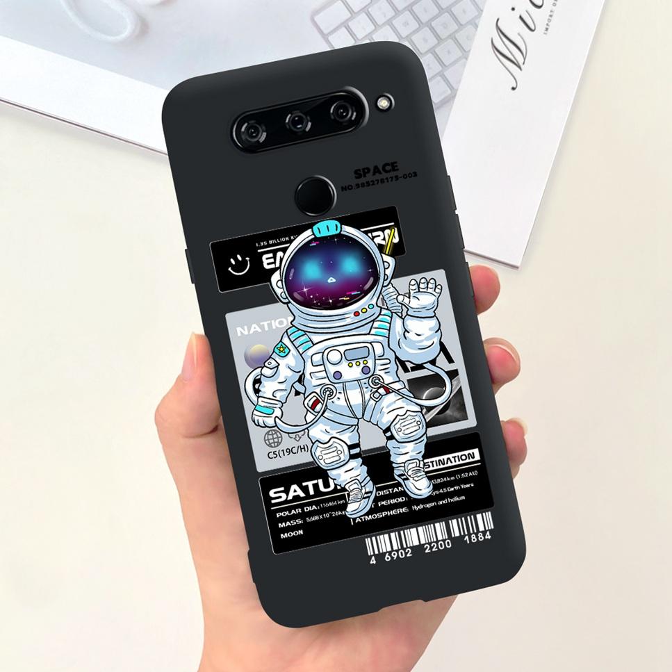 Case For LG V40 ThinQ Cartoon Astronaut Dinosaur Soft Silicon Black Cover For LG V50 V50S ThinQ 5G LG V30 2017 Bumper Phone Case