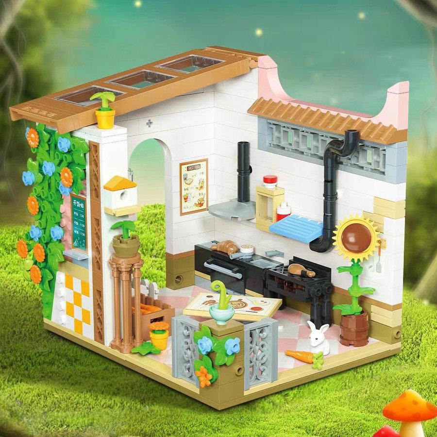 Meisjes Assemblage Spel Bouwsteen Set Prinsessen Winkel Tuin Studeerkamer Speelruimte Schaalmodel Cadeau Speelgoed Tuin Compatibel met