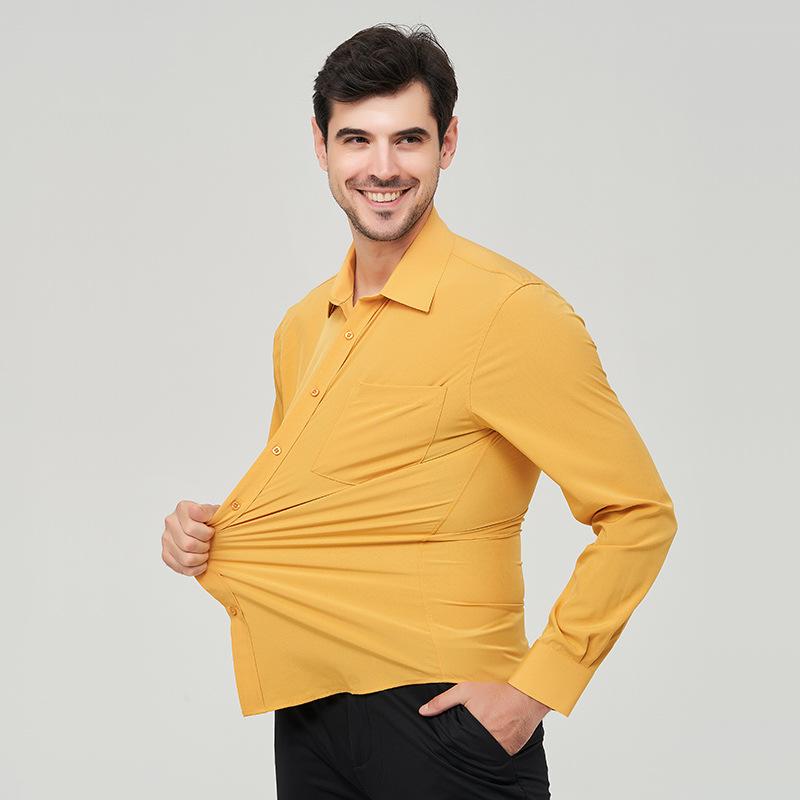 

Мужская повседневная деловая рубашка с длинным рукавом, эластичная, однотонная, белого цвета, размер плюс 2XL (190-205 lbs)