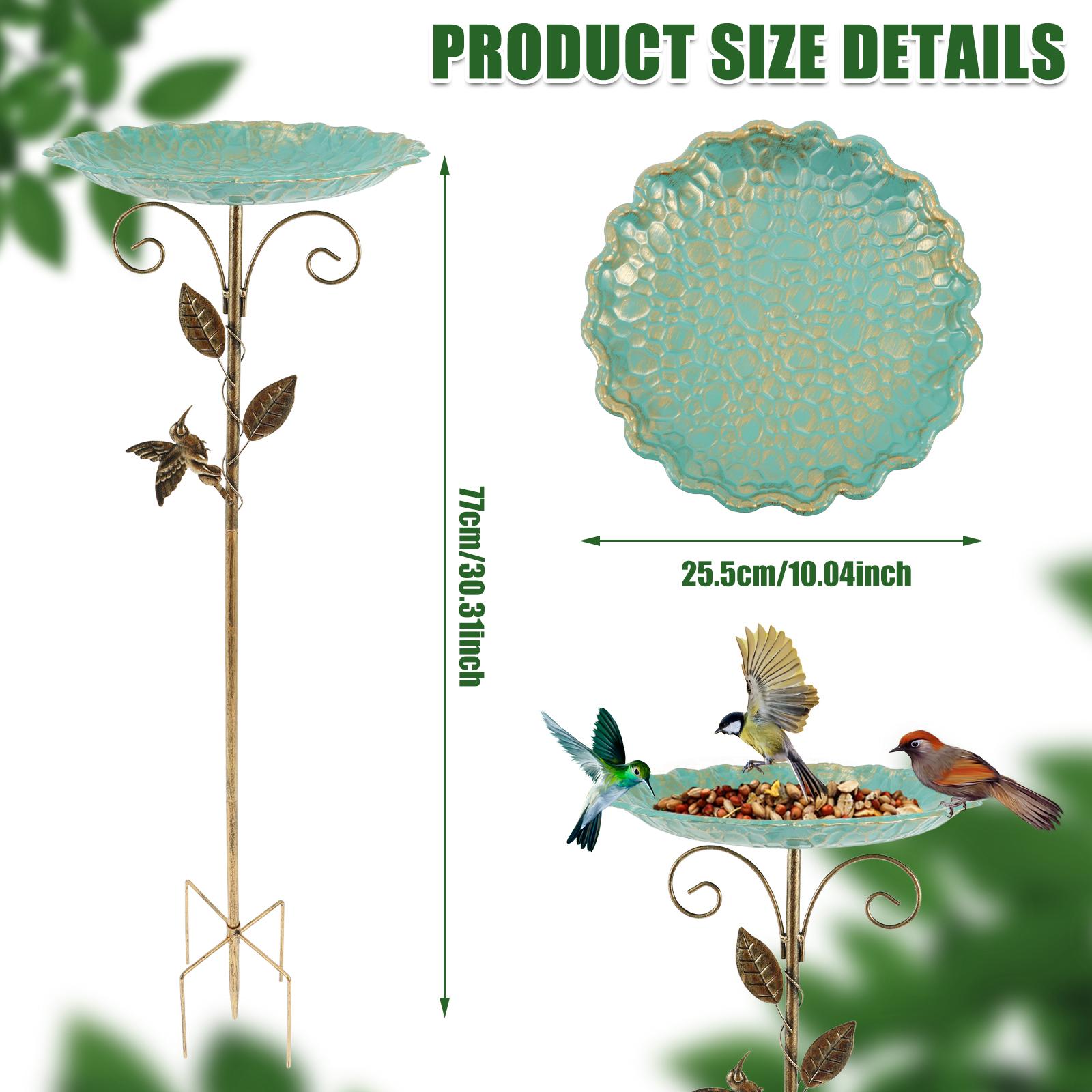 

Metal Bird Bath Iron Vintage Rustproof Birdbath with 5 Prongs Base Stake Outdoor Bird Feeder Bowls for Yard Garden Decoration