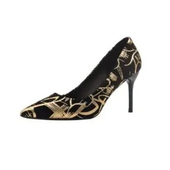 

Женские туфли-лодочки с острым носком на каблуке Сексуальные элегантные босоножки для вечеринок Роскошные туфли на шпильках Обувь для платья Винтажное золото 39