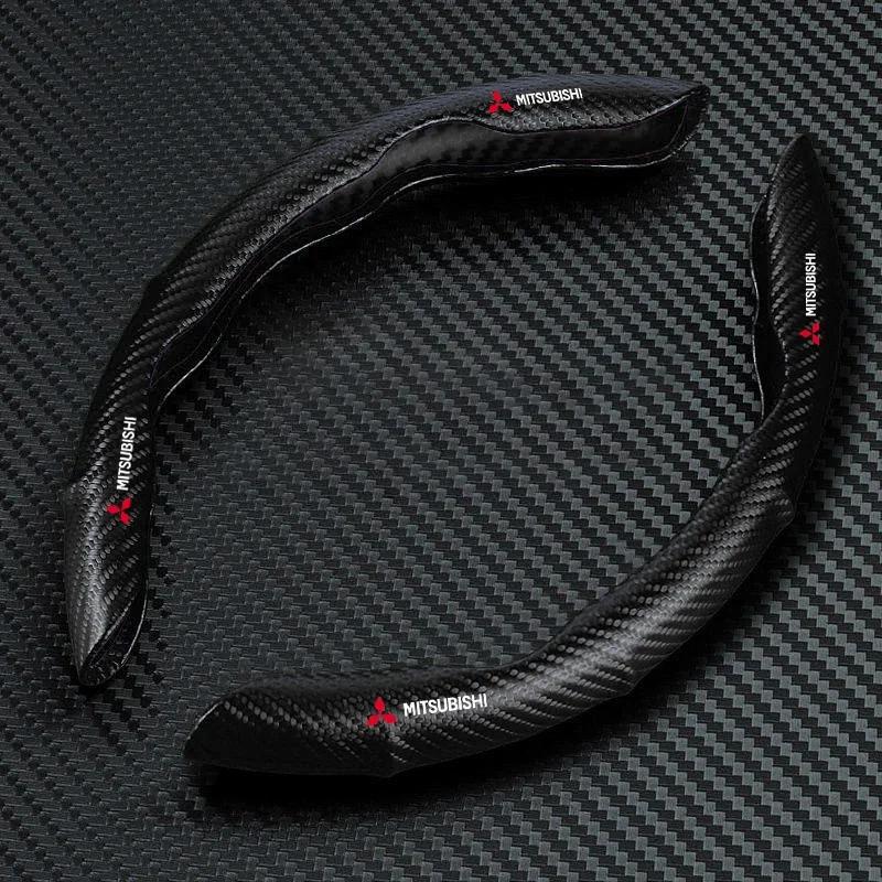 Car Steering Wheel Cover Carbon Fiber Sports Ultra-thin Non-slip Card Cover for Mitsubishi ASX Lancer Sport Attrage L200 Pajero
