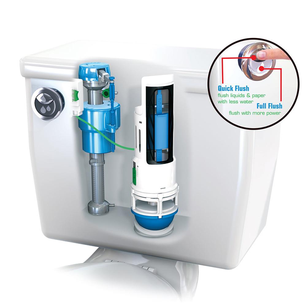 Upgrade your Bathroom with the Toilet Cistern Dual Flush Valve Push Button featuring an Adjustable Overflow Pipe