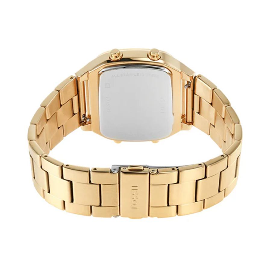 Fossil Retro Digital Gold Dial Gold Steel Strap Watch for Men - FS5843