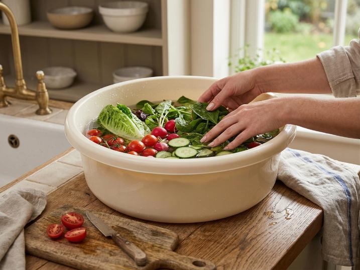 Round Plastic Bowl 46Cm 20L Cream -Ben