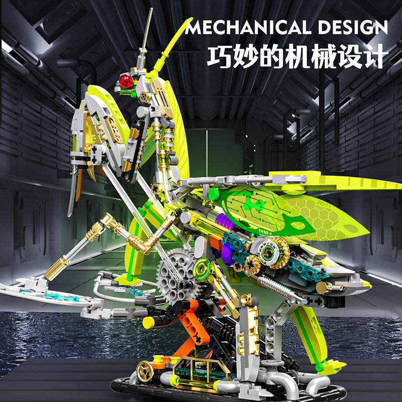 999PCS Mechanical Mantis Building Blocks Decorative Ornaments Educational DIY Model for Children Boys and Girls Festival Gifts C