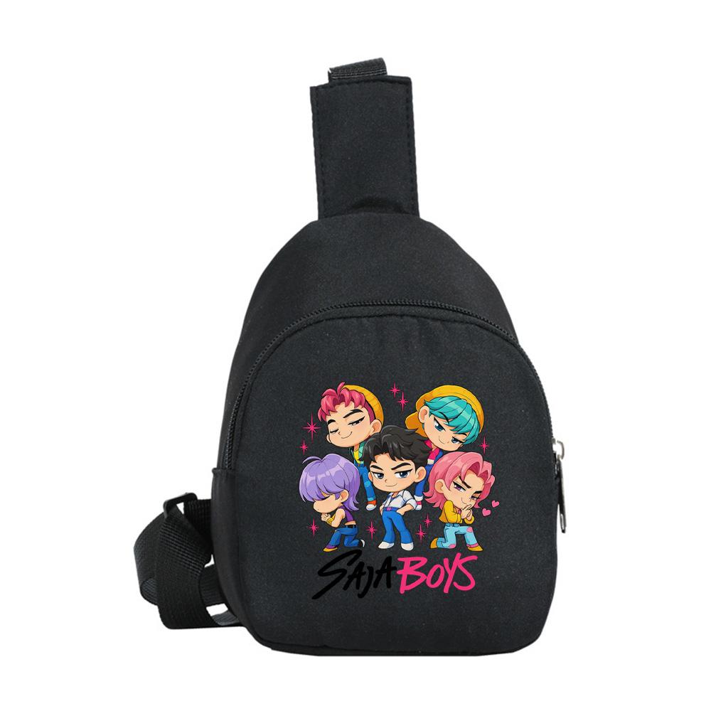 Cartoon Anime K-Pop Demon Hunters Printed Kawaii Chest Pack for Boy Girl Shoulder Bag Student Portable Crossbody Pouch Christmas Gift