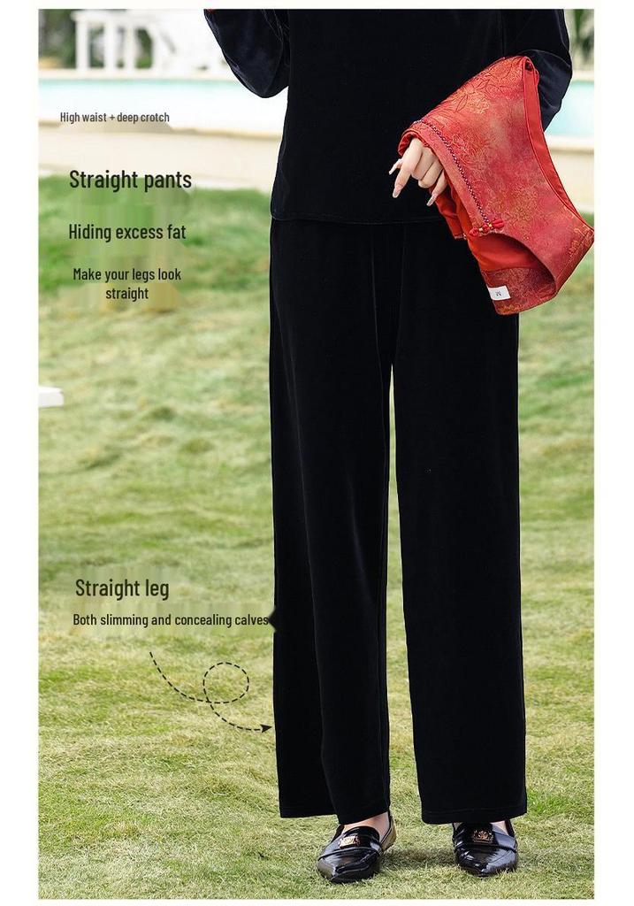 Chinese Gold Velvet Vest Set for Middle-Aged Women - Spring/Autumn Noble Lady Style