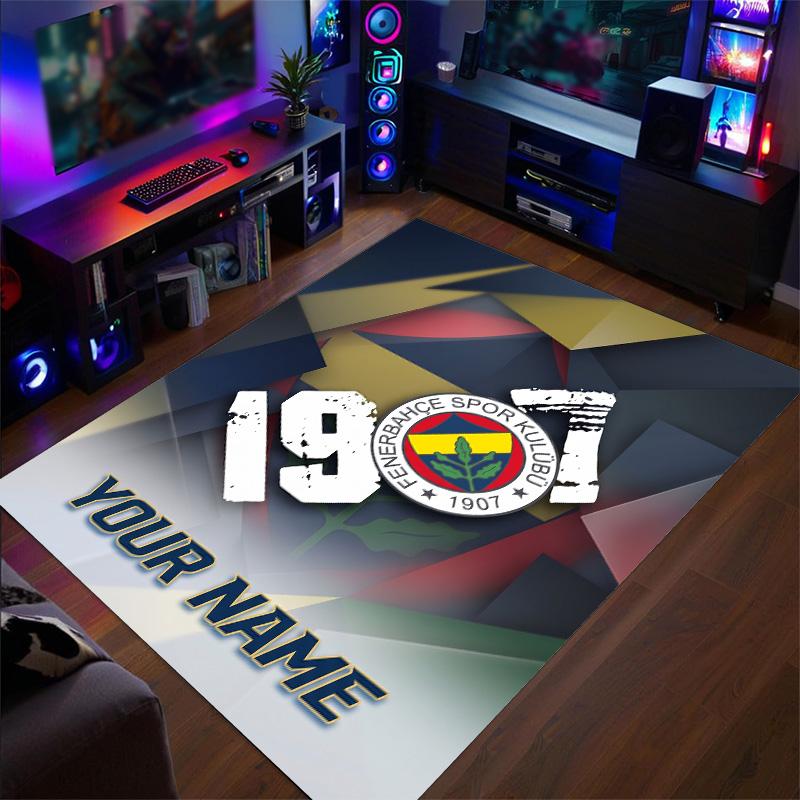 Crystal Velvet Rug Fenerbahçe FC Print Custom Name Text Floor Mat Home Decor
