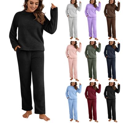 Women's Fashion Autumn And Winter Set Loose Casual Loungewear Reversible Plush Two-Piece