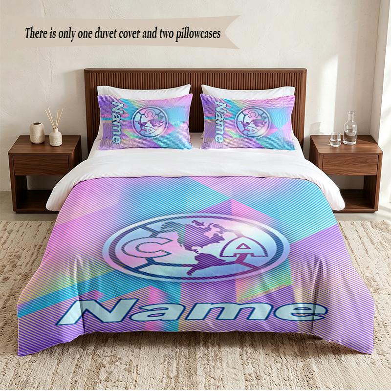 Club America Personalized Custom Name 3‑Piece Bedding Set Soft Duvet Cover Set For Bedroom Home Decor