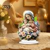 Catholic Religious Statue Virgin And Angel Ornament, 2D Acrylic Ornament with Christian Home Base, Table Centerpiece, Gift for Women
