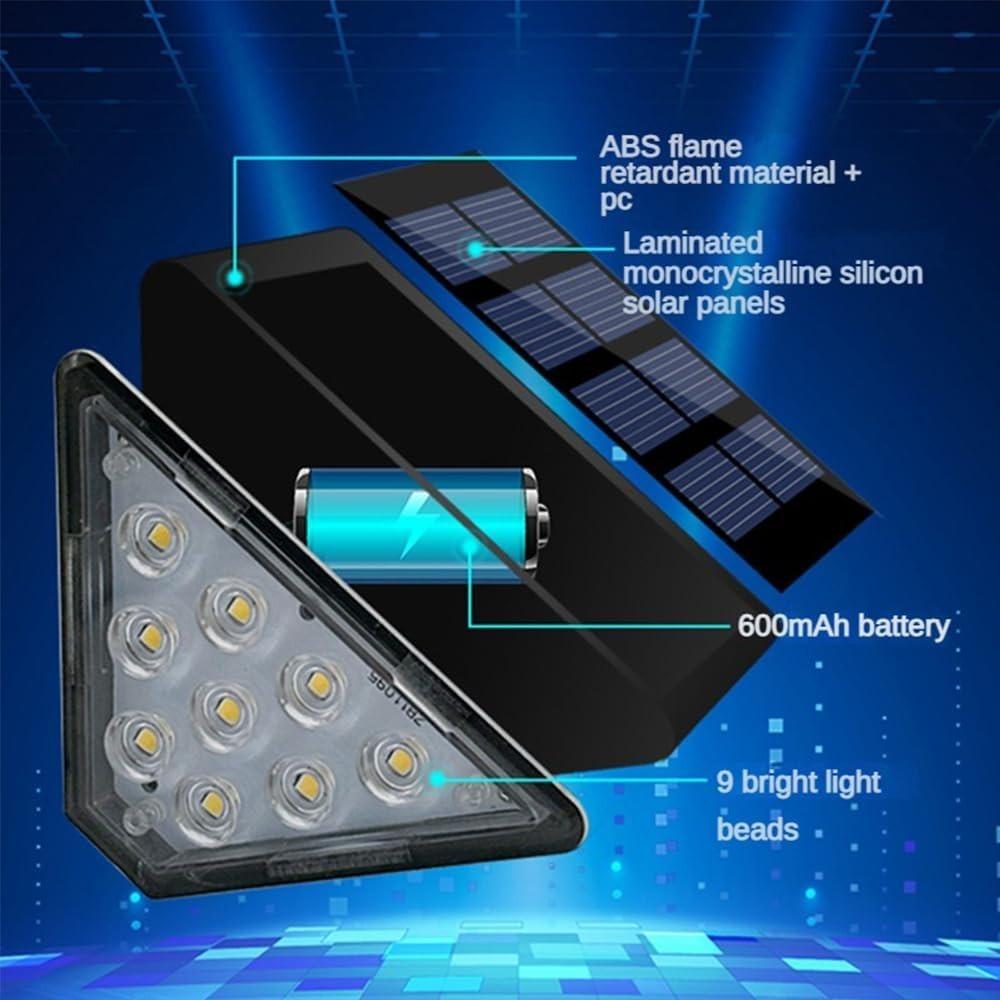 2PCS IP65 Waterproof Solar Triangle Step Lights Outdoor LED Deck Stair Fence Lamp Decorative Garden Yard Patio Pathway Lighting