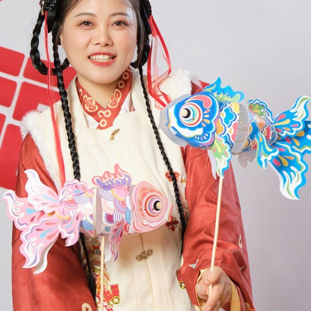DIY Material Package New Year Koi Fish Lantern Traditional Chinese Style Festival Atmosphere Handmade Decorative Lantern