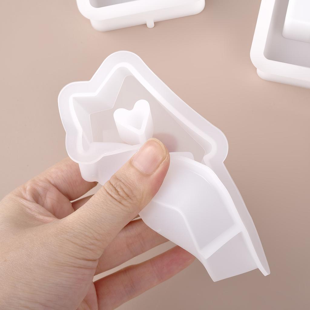 Star Heart House Silicone Molds Light Heart Houses Concrete Moulds Casting Molds Home Decoration Resin Candle Casting Mould
