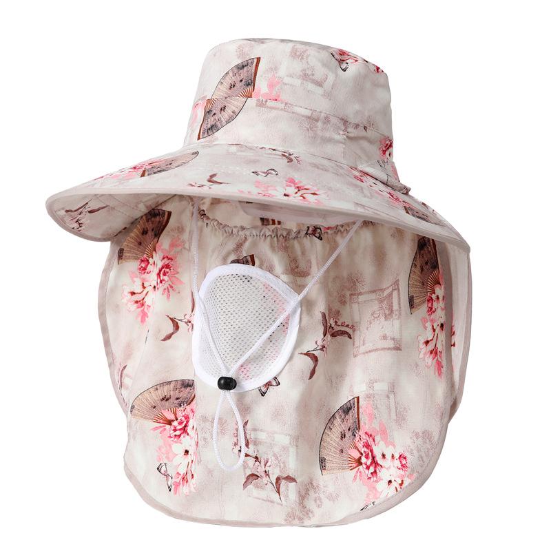 Big Eaves Tea Picking Hat Women'S Spring Summer Outdoor Sun Protection Sun Hat Face Mask Cycling Farm Hat