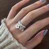 Elegant Natural White Crystal Flower Adjustable Ring For Women Stylish Minimalist Design