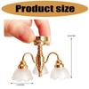 1/12 Dollhouses Chandelier 3 Head Ceiling Lamp LED Light Model with Gold Base Designs for Living Room Scene Decors