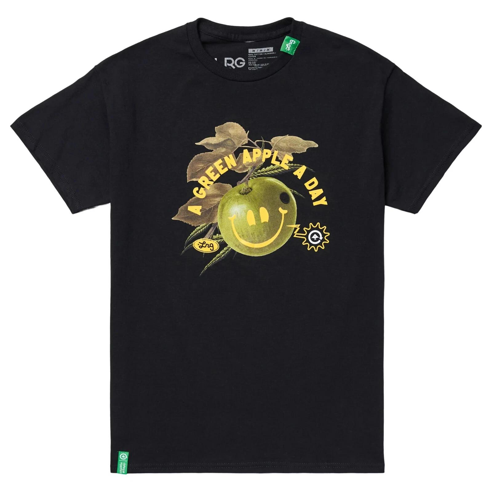 Lifted Research Group Mens LRG A Green Apple A Day Black Shirt NWT Medium M