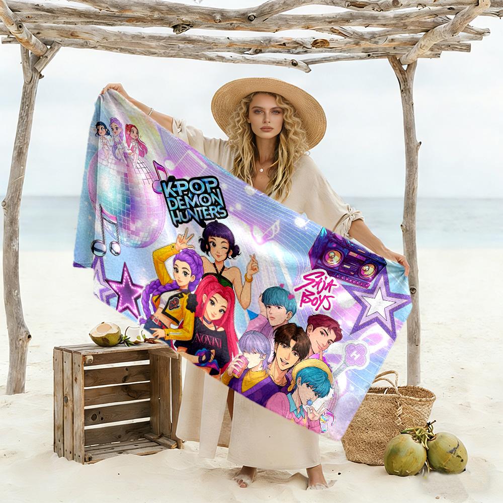 Kpop Demon Hunter Girls Beach Towel Soft Durable Quick-Dry Comfortable Lightweight Portable for Swimming,Beach,Camping, Travel
