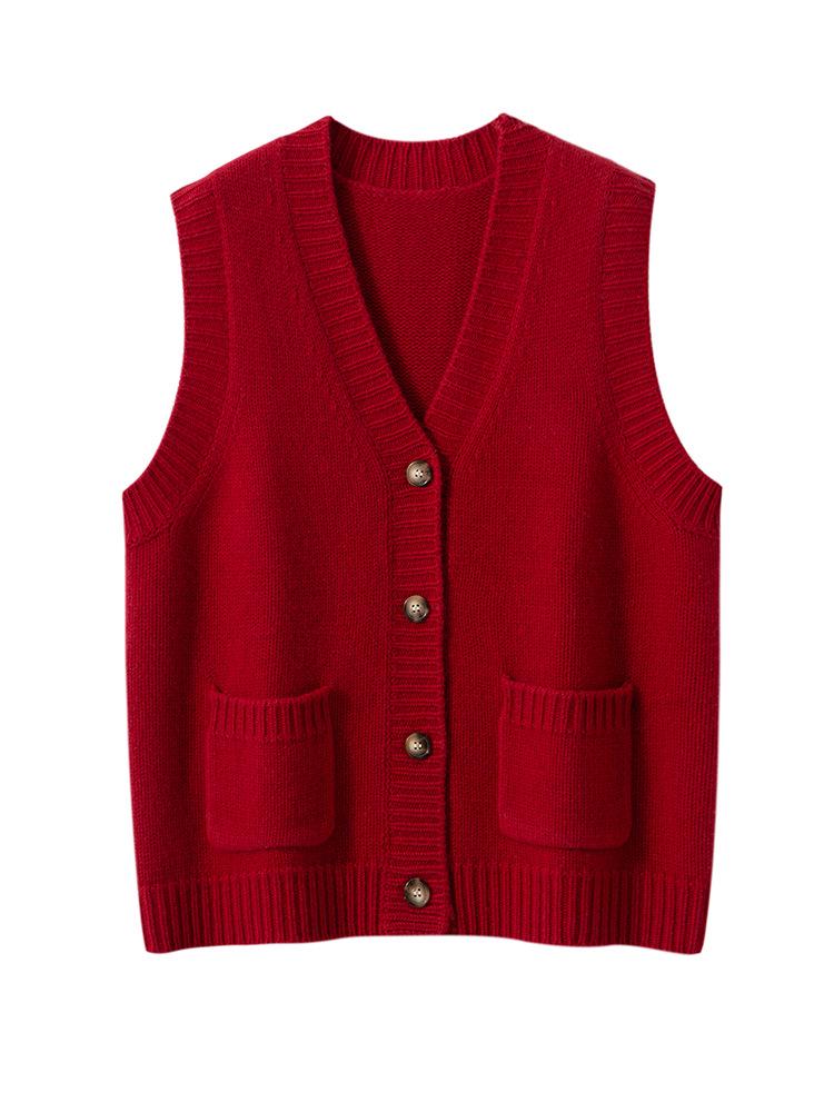 Women's Cashmere Vest: Autumn & Winter Style, Sleeveless, Fashionable Layering Cardigan, 7-Gauge Thick
