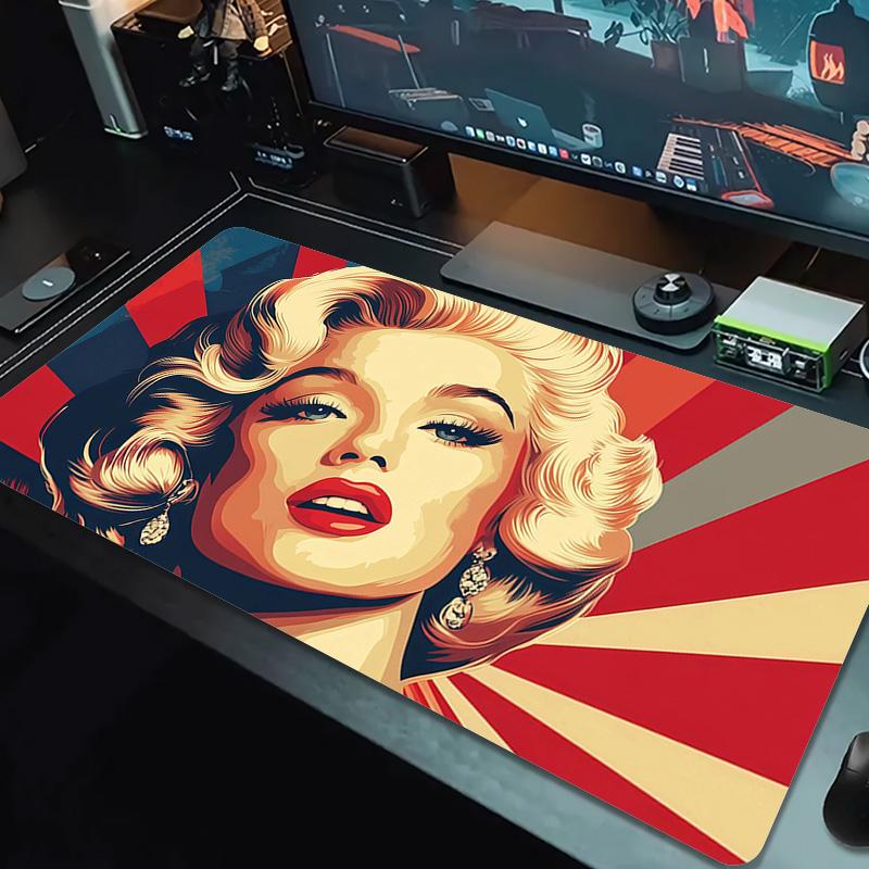 Marilyn Monroe Print Cushion Non-slip Laptop Tablet Big Mousepad XXL Mat Mini PC Playmat With Lock edge