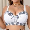 European and American Large Size Underwear Large Chest Small Anti-sagging Gathered Mesh Pattern Full Cup Fat Girl Bra