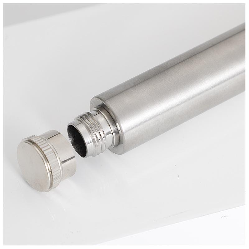 Stainless Steel 1.5 oz Cigar-Shaped Flask - Polished Round Base, Portable Outdoor Style
