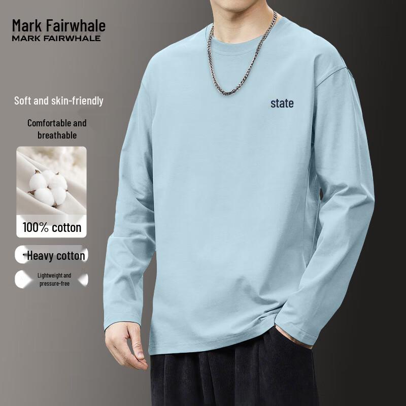 Mark Fairwhale Men's Loose Fit Long Sleeve Round Neck T-Shirt